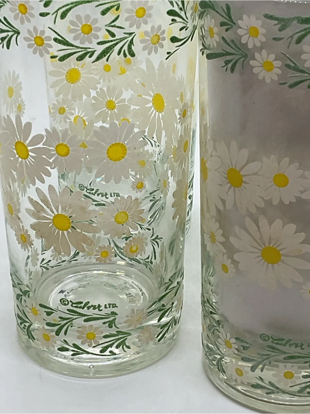 Vintage Culver Set of 6 Daisy-Print Drinking Glasses